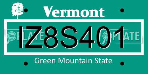 IZ8S401 Vermont License Plate