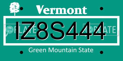 IZ8S444 Vermont License Plate
