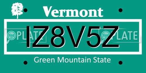 IZ8V5Z Vermont License Plate