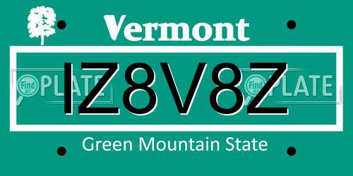 IZ8V8Z Vermont License Plate