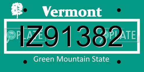 IZ91382 Vermont License Plate