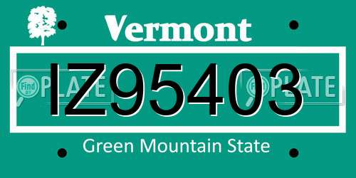 IZ95403 Vermont License Plate