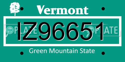 IZ96651 Vermont License Plate