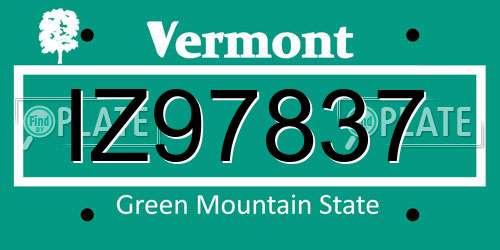IZ97837 Vermont License Plate