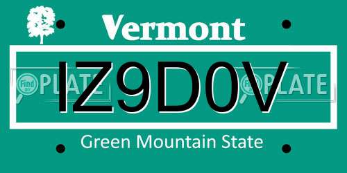 IZ9D0V Vermont License Plate