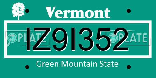 IZ9I352 Vermont License Plate