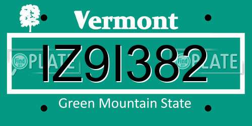 IZ9I382 Vermont License Plate