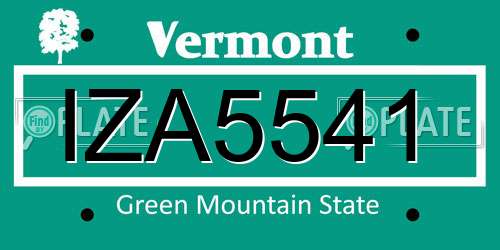 IZA5541 Vermont License Plate