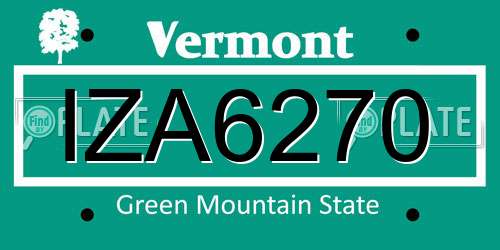 IZA6270 Vermont License Plate
