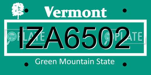 IZA6502 Vermont License Plate