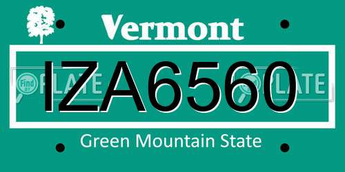 IZA6560 Vermont License Plate