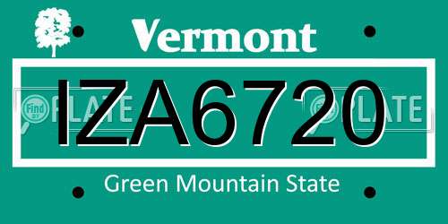 IZA6720 Vermont License Plate