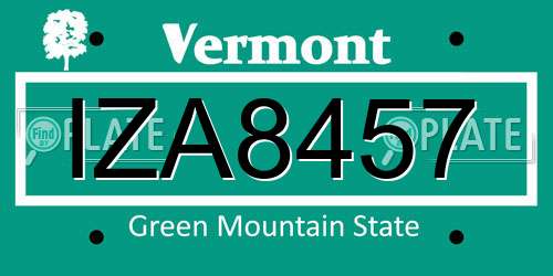 IZA8457 Vermont License Plate