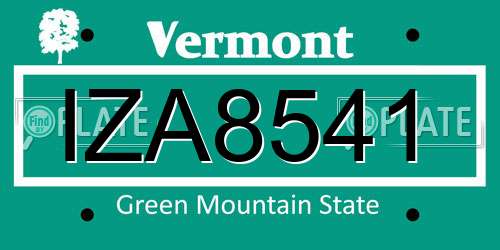 IZA8541 Vermont License Plate