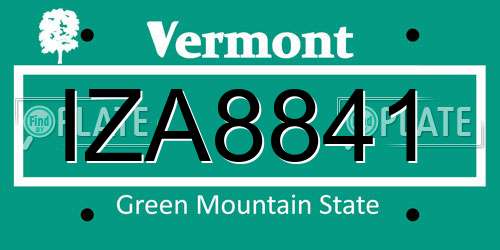 IZA8841 Vermont License Plate