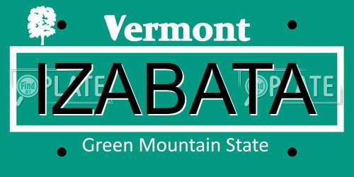 IZABATA Vermont License Plate