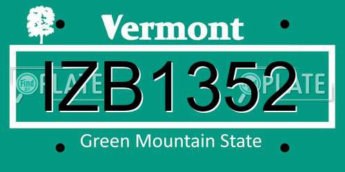 IZB1352 Vermont License Plate