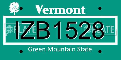 IZB1528 Vermont License Plate