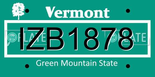 IZB1878 Vermont License Plate