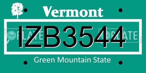 IZB3544 Vermont License Plate
