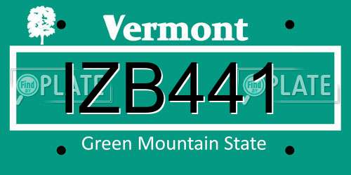 IZB441 Vermont License Plate