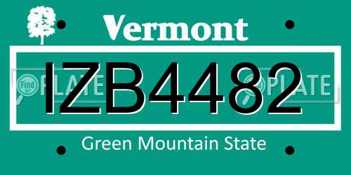 IZB4482 Vermont License Plate