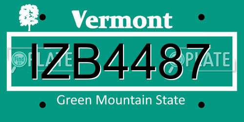 IZB4487 Vermont License Plate