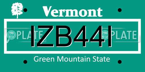 IZB44I Vermont License Plate