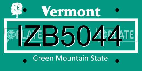 IZB5044 Vermont License Plate