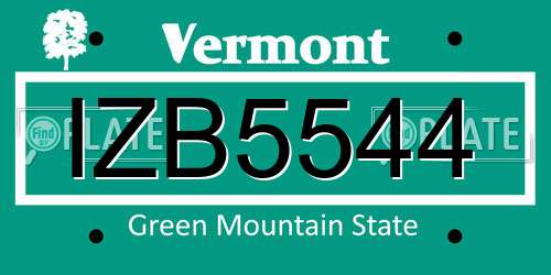 IZB5544 Vermont License Plate