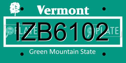 IZB6102 Vermont License Plate