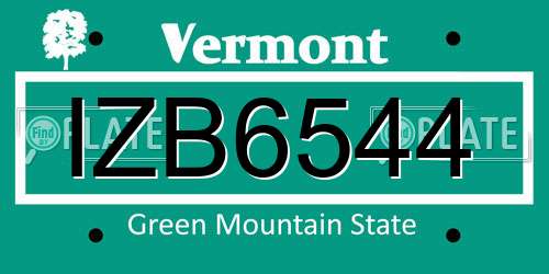 IZB6544 Vermont License Plate