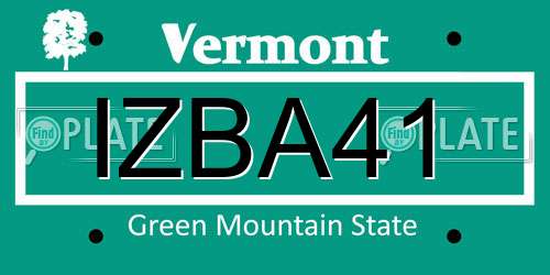IZBA41 Vermont License Plate
