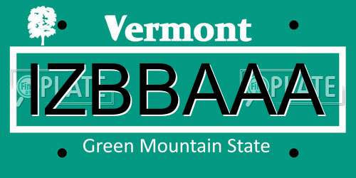 IZBBAAA Vermont License Plate