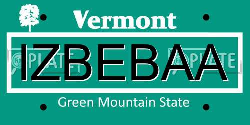 IZBEBAA Vermont License Plate