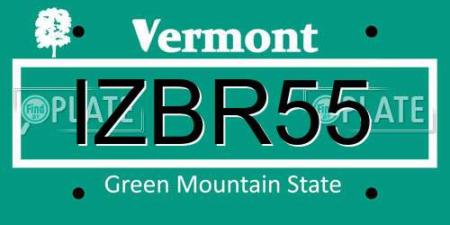 IZBR55 Vermont License Plate