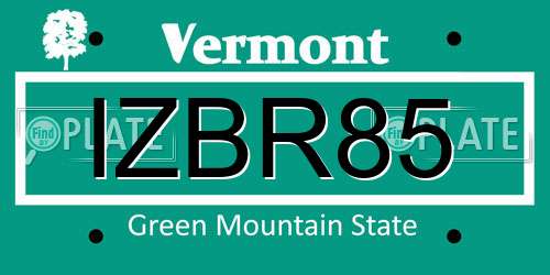 IZBR85 Vermont License Plate