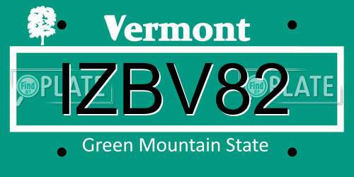 IZBV82 Vermont License Plate