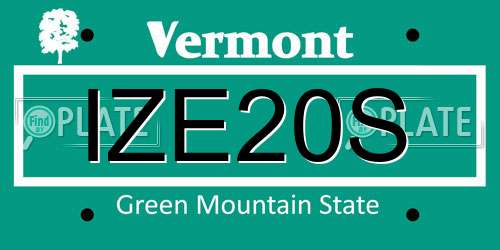 IZE20S Vermont License Plate