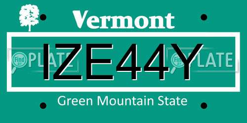 IZE44Y Vermont License Plate