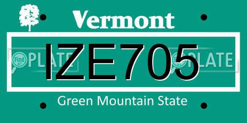 IZE705 Vermont License Plate