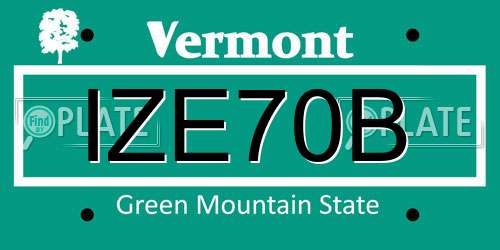 IZE70B Vermont License Plate