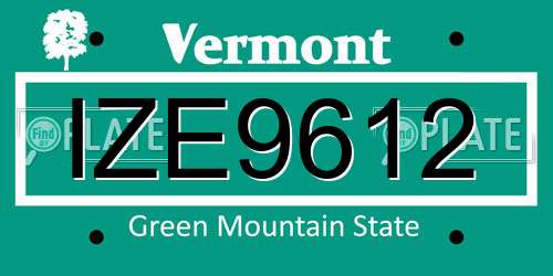 IZE9612 Vermont License Plate