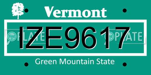 IZE9617 Vermont License Plate