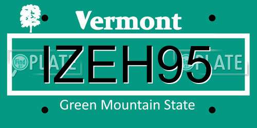 IZEH95 Vermont License Plate