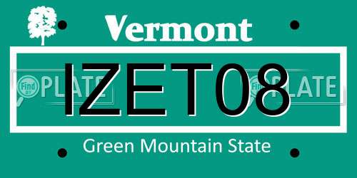 IZET08 Vermont License Plate