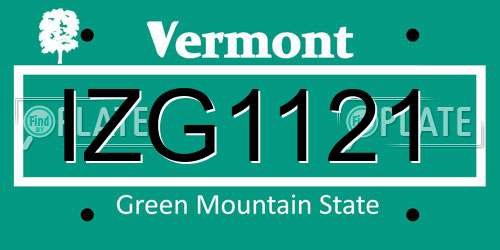 IZG1121 Vermont License Plate
