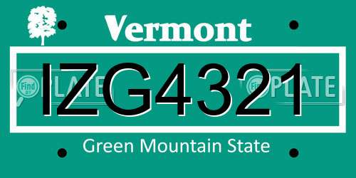 IZG4321 Vermont License Plate