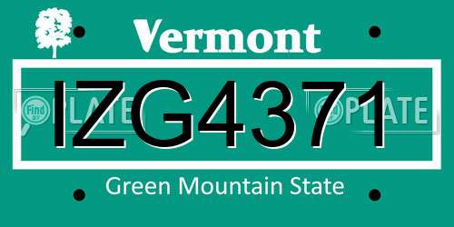 IZG4371 Vermont License Plate