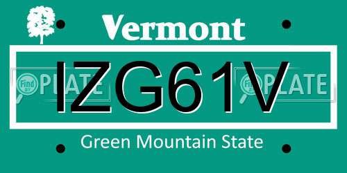IZG61V Vermont License Plate